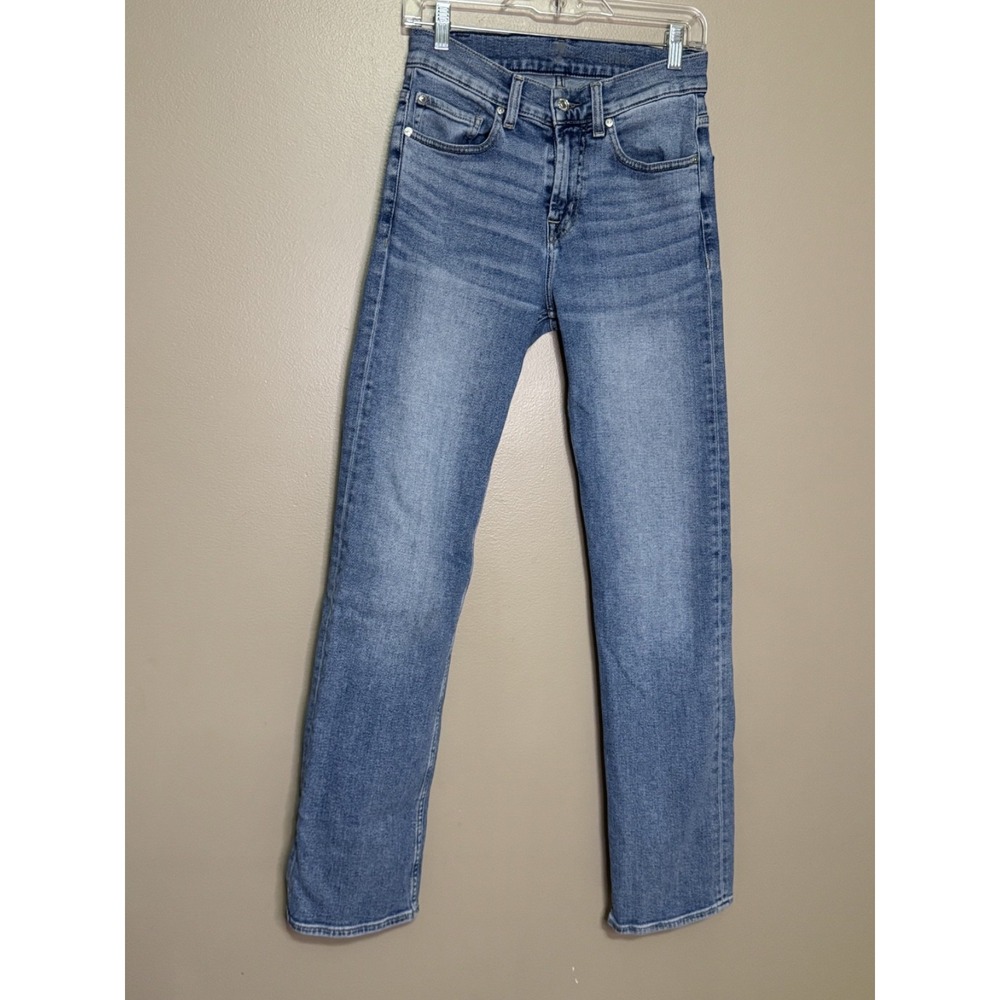 7 For All Mankind Dojo Jeans Women 28 Medium Wash Straight Leg 32 Inseam